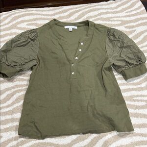 Olive Green Puff Sleeve Blouse